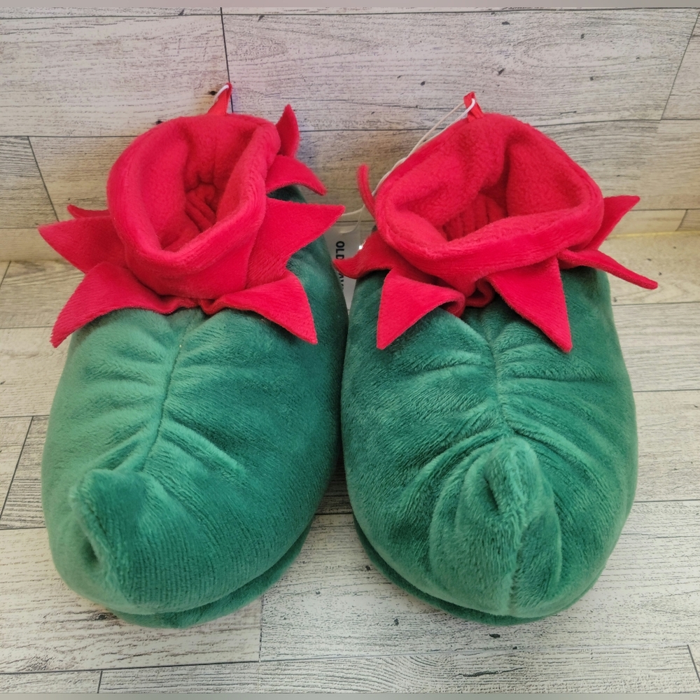 🖤 LAST ONE OLD NAVY Kids Sz Small 7 - 8  Christmas Elf Slippers Red & Green NWT